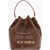 Moschino Love Crocodile Effect Faux Leather Bucket Bag With Maxi Logo Brown
