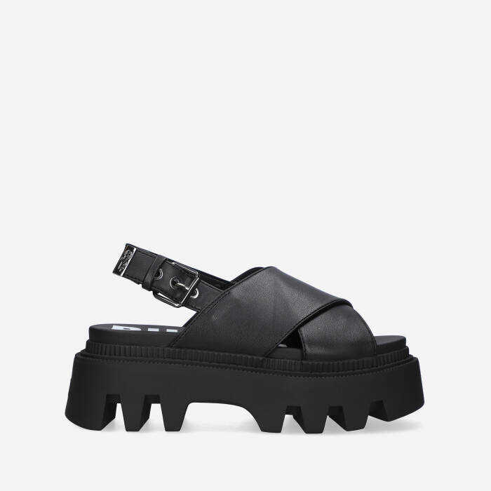 Buffalo Women\'s sandals Flora Cross Vegan 1602126-BLK black