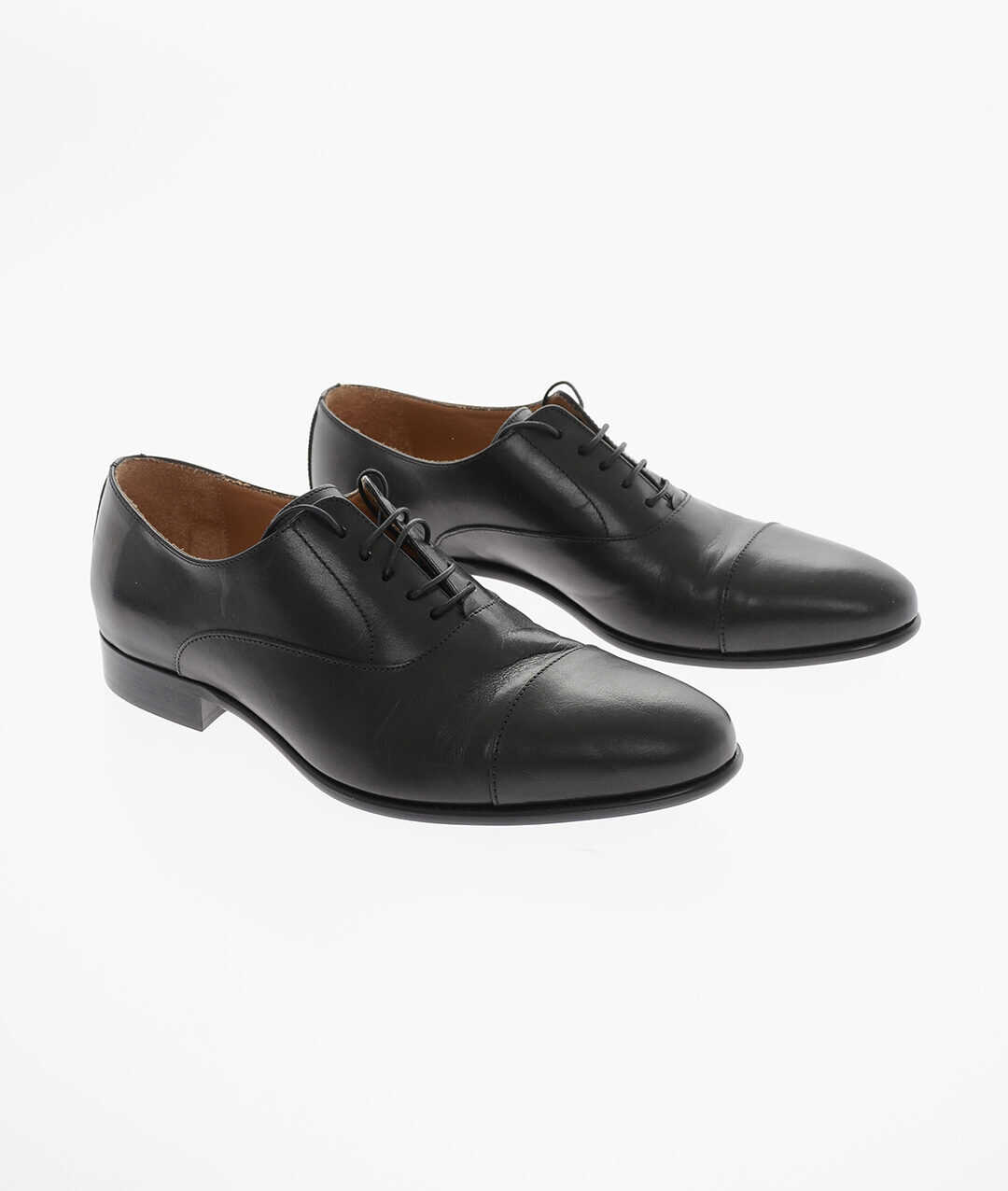 CORNELIANI Leather Oxford Shoes With Cuir Sole Black