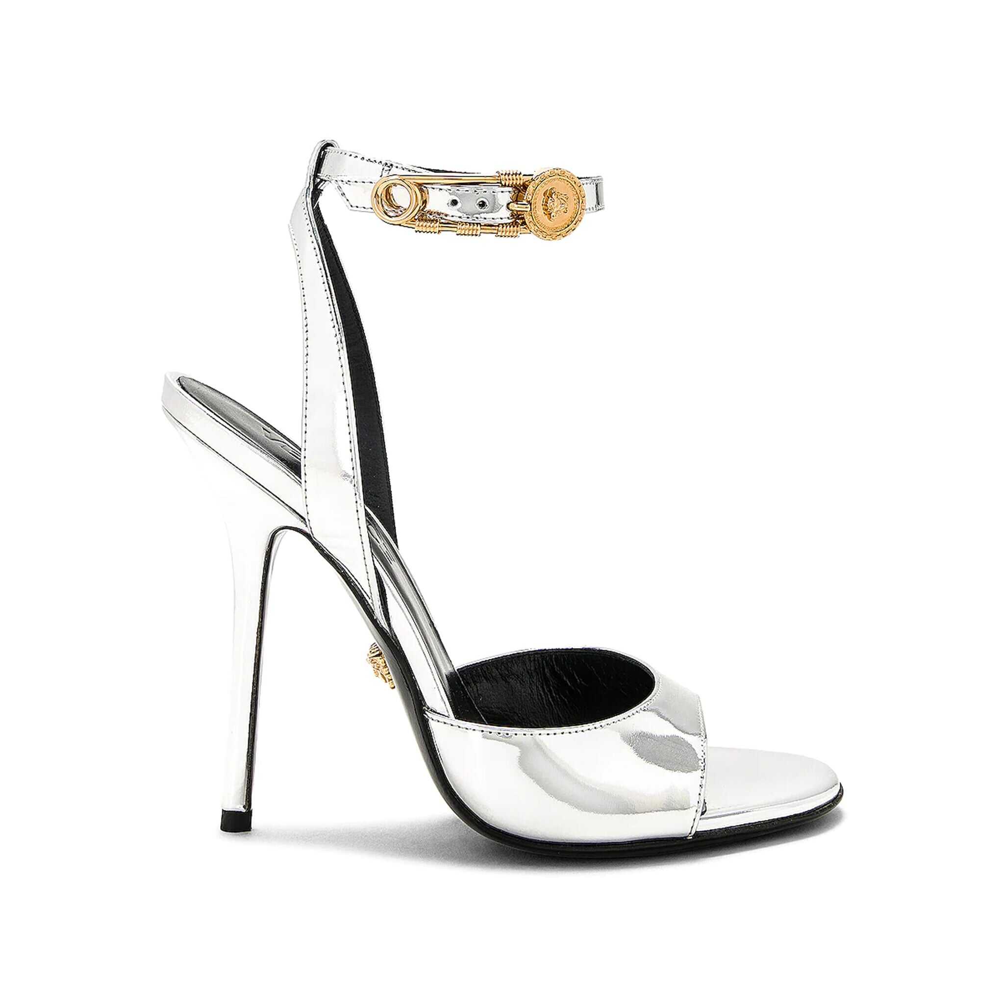 Versace Patent Leather Sandals Silver