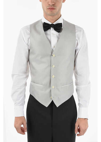 Veste costum CORNELIANI Cc Collection Two-Tone Reset Vest With Martingale White Barbati (BM 9808712) 1