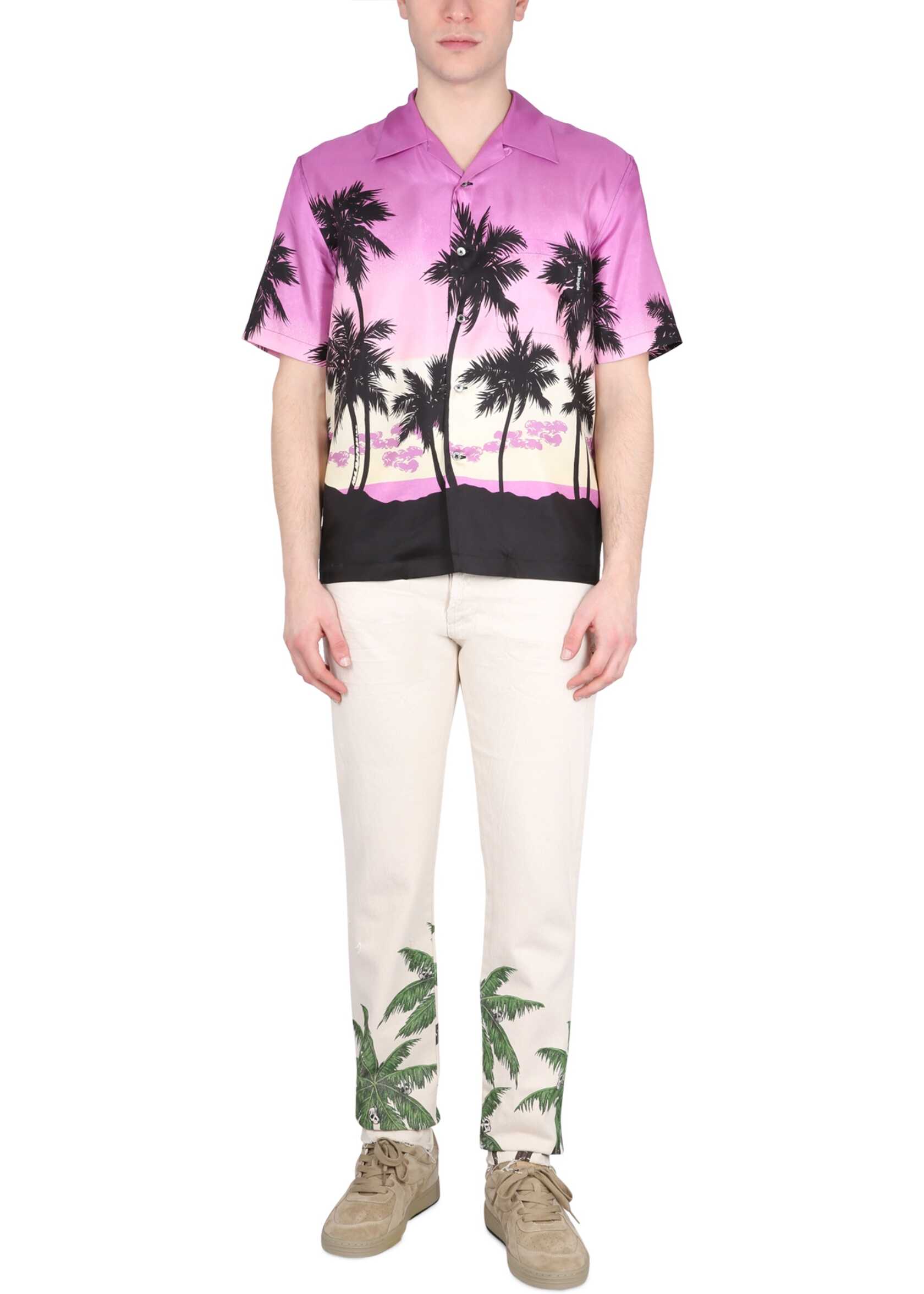 Palm Angels Palm Tree Print Shirt PURPLE