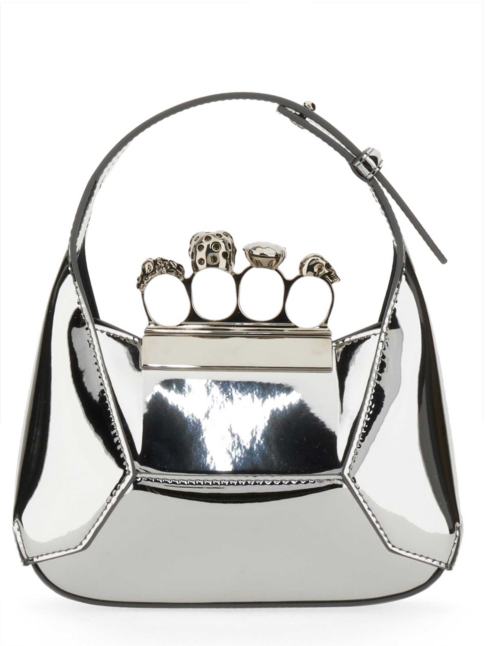 Alexander McQueen Jewelled Mini Hobo Bag SILVER