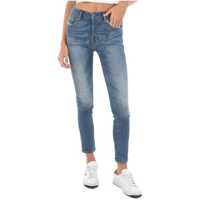 Blugi skinny Mid Waist Babhila Slim Fit Jeans With Silver Buttons 14Cm L3 Femei
