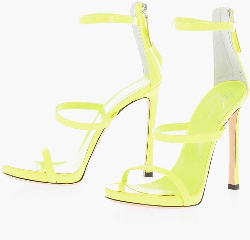 Giuseppe Zanotti Stiletto Heel South Neon Patent Leather Sandals 12Cm Yellow