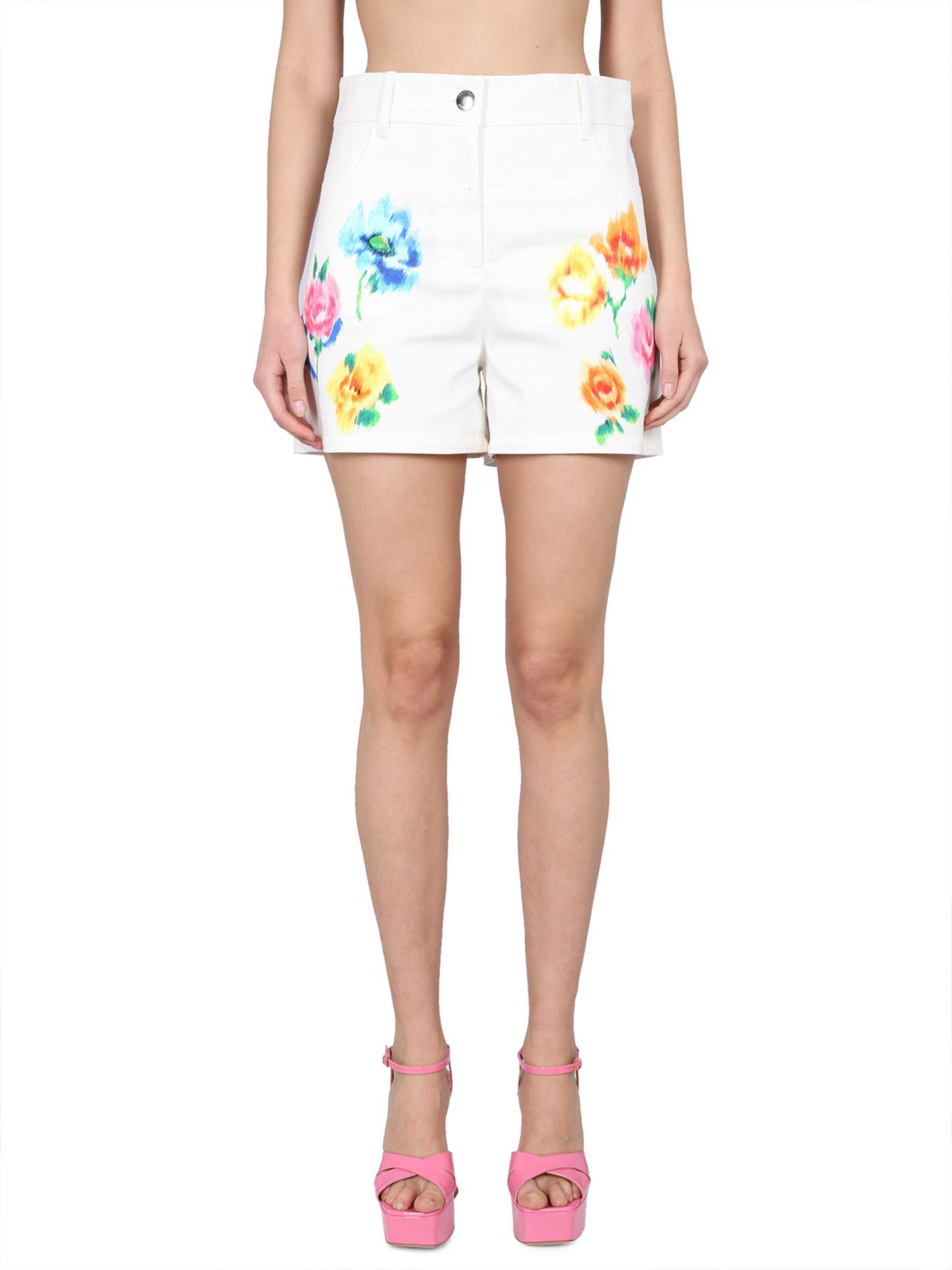 LOVE Moschino Shorts In Broderie Anglaise Flower Chiné WHITE