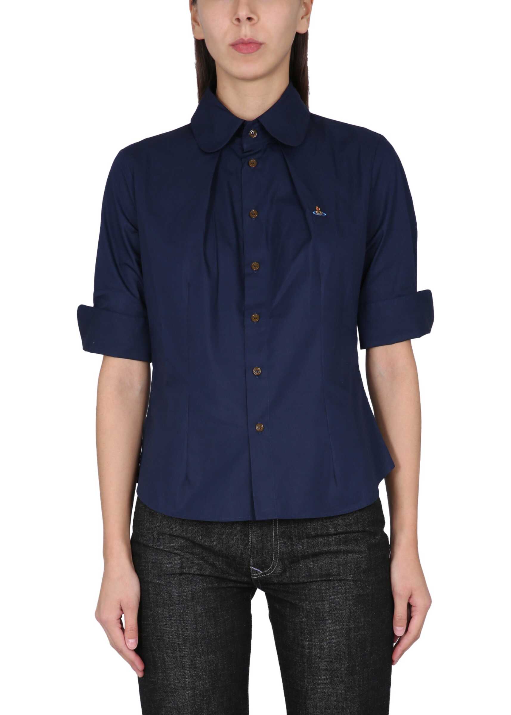 Vivienne Westwood Shirt With Orb Embroidery BLUE