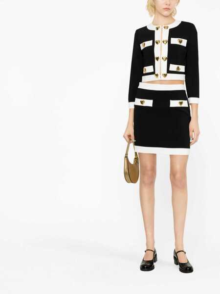 Fuste casual Moschino Heart Buttons Crepe Miniskirt BLACK Femei (BM 9810710) 2