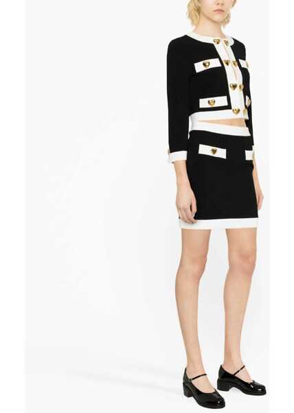 Fuste casual Moschino Heart Buttons Crepe Miniskirt BLACK Femei (BM 9810710) 4