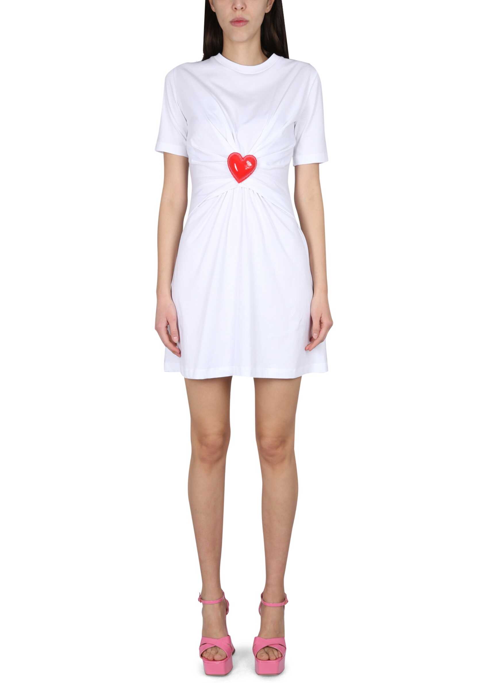 Moschino Inflatable Hearts Jersey Dress WHITE