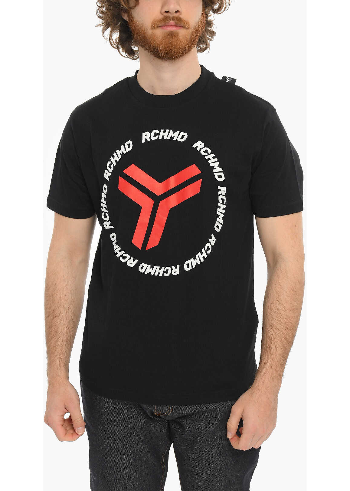 John Richmond Sport Front Printed Crew-Neck Lipsia T-Shirt Black