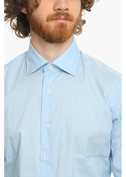 Camasi casual Alessandro Gherardi Cotton Blend Spread Collar Shirt Light Blue Barbati (BM 9814079) 3