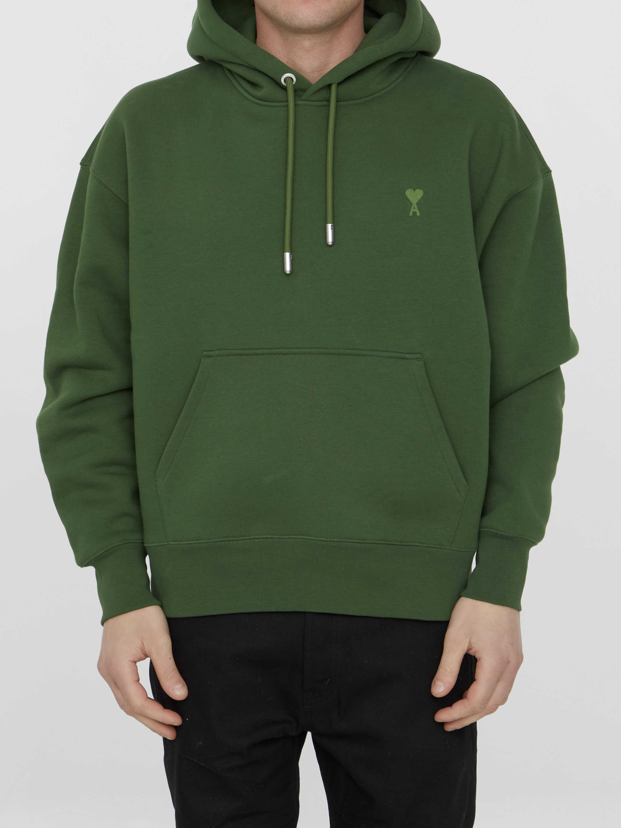 AMI Paris Ami De Coeur Hoodie Green