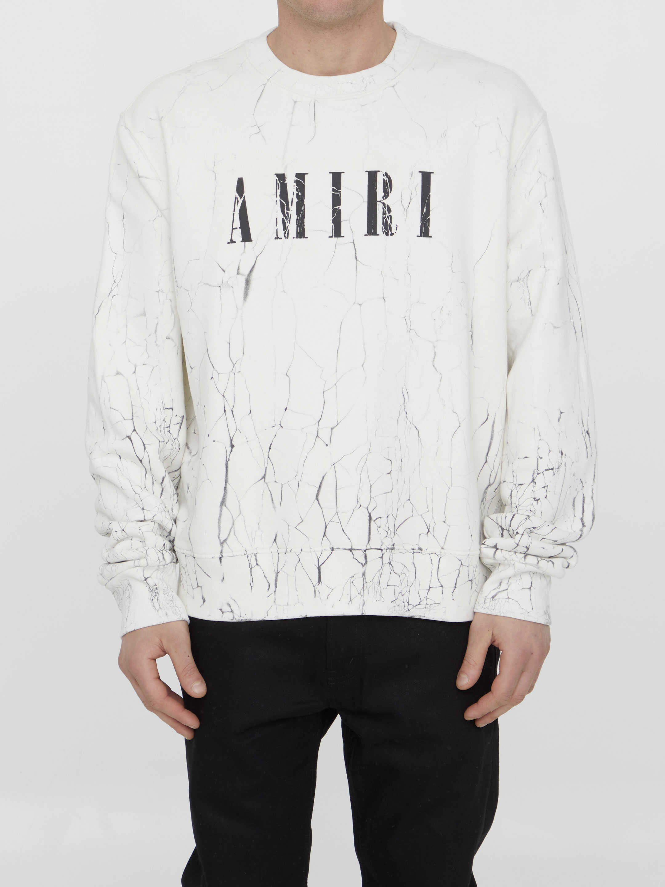 AMIRI Cracked Dye Core Logo Sweatshirt White