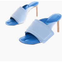 Saboti Wood Heel Aqua Leather Mules 8Cm Femei