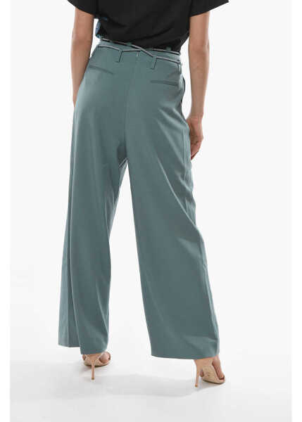 Pantaloni office ANDERSSON BELL Double Pleated Karen Wide Pants With Braided Pants Blue Femei (BM 9816818) 2