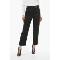 Pantaloni casual 4 Pocket Straight Fit Stretch Cotton Pants With Fabric Belt Femei