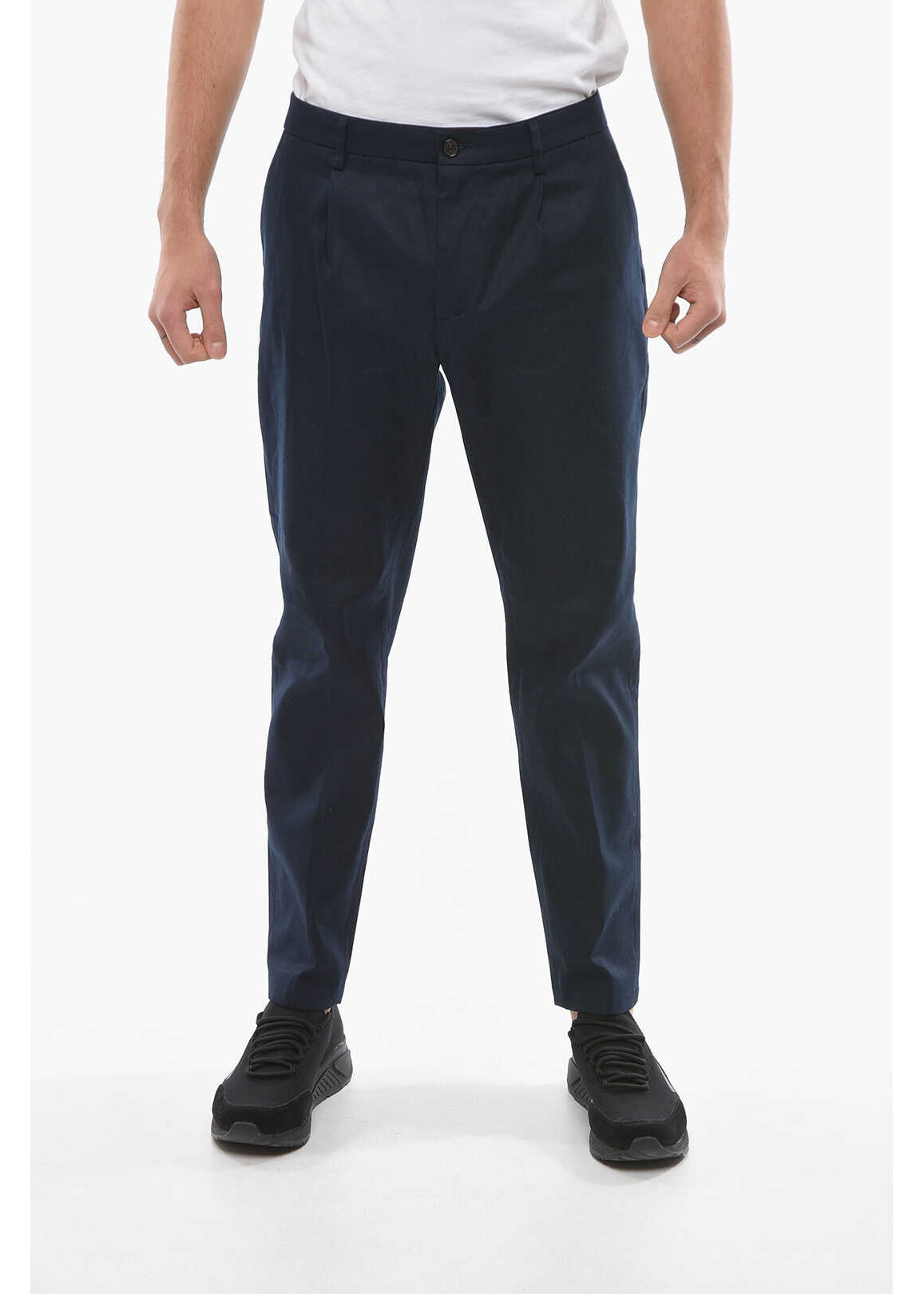 Department Five Single-Pleat Regular Fit Prince Pants With 4 Pockets Blue