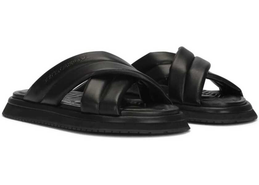 Sandale Dolce & Gabbana Nappa Effect Fabric Sandal BLACK Barbati (BM 9820451) 2