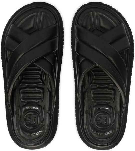 Sandale Dolce & Gabbana Nappa Effect Fabric Sandal BLACK Barbati (BM 9820451) 4