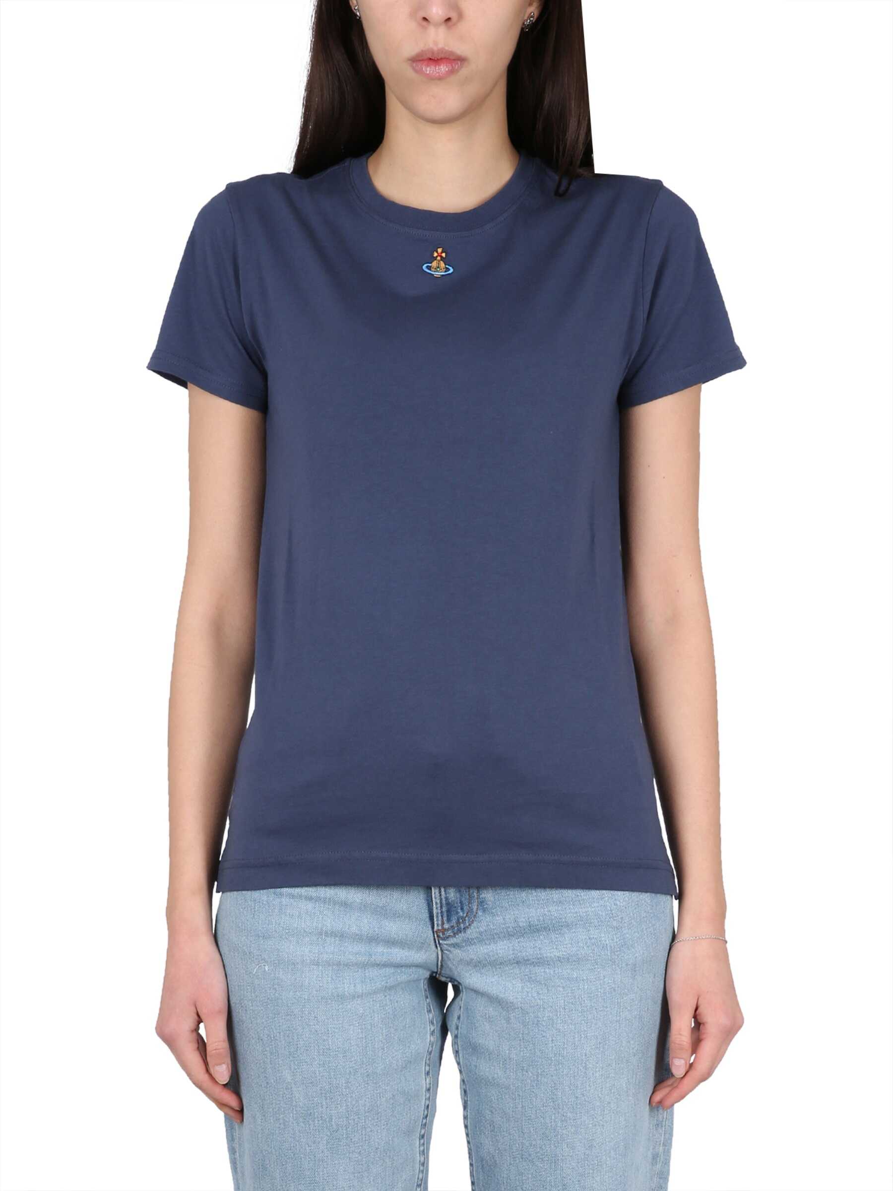 Vivienne Westwood T-Shirt With Orb Embroidery BLUE