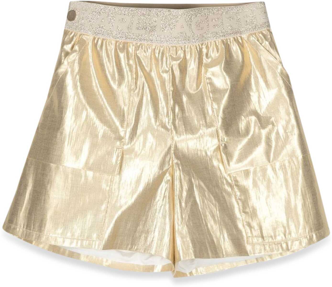 Poze Karl Lagerfeld Logoed Elastic Shorts GOLD