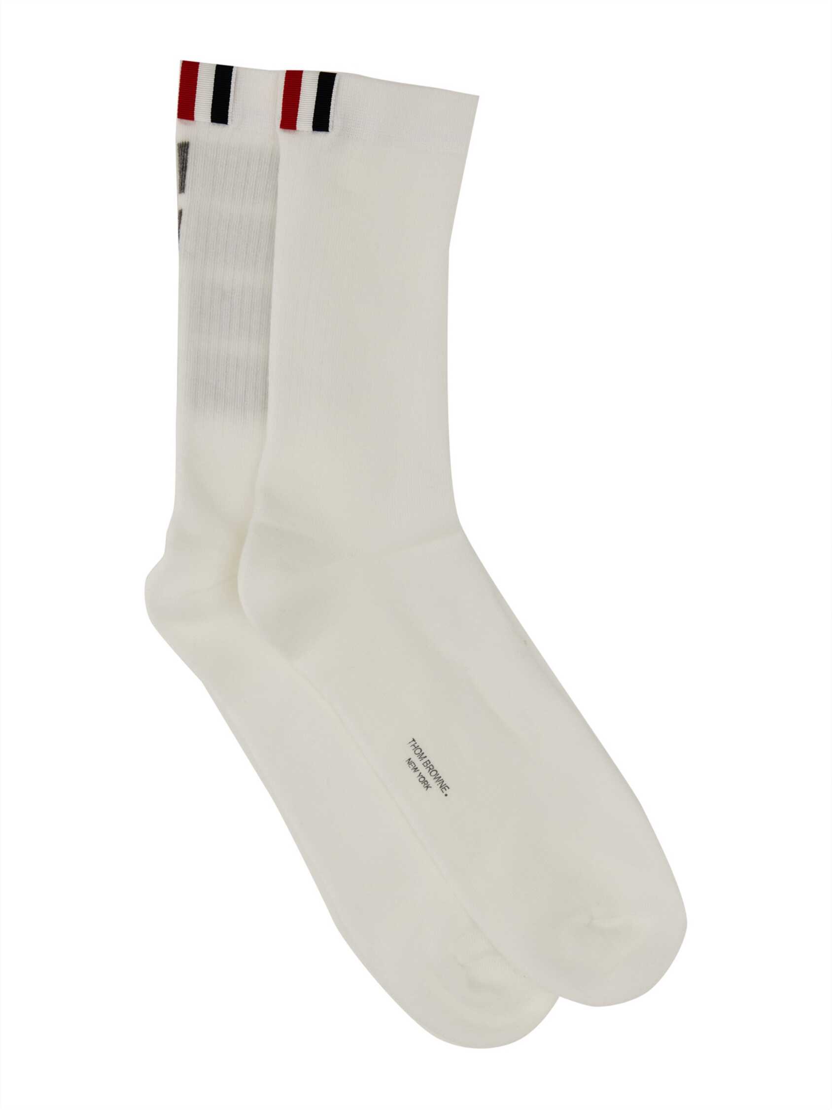 Thom Browne Athletic Terry Stich Socks WHITE