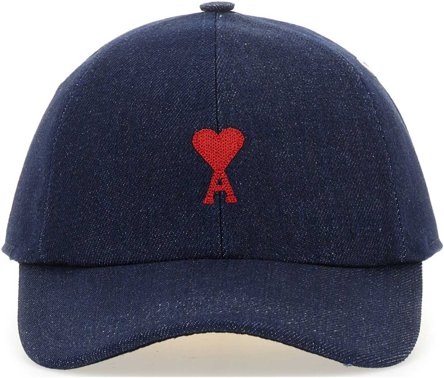 AMI Paris Hat With Logo Embroidery BLUE
