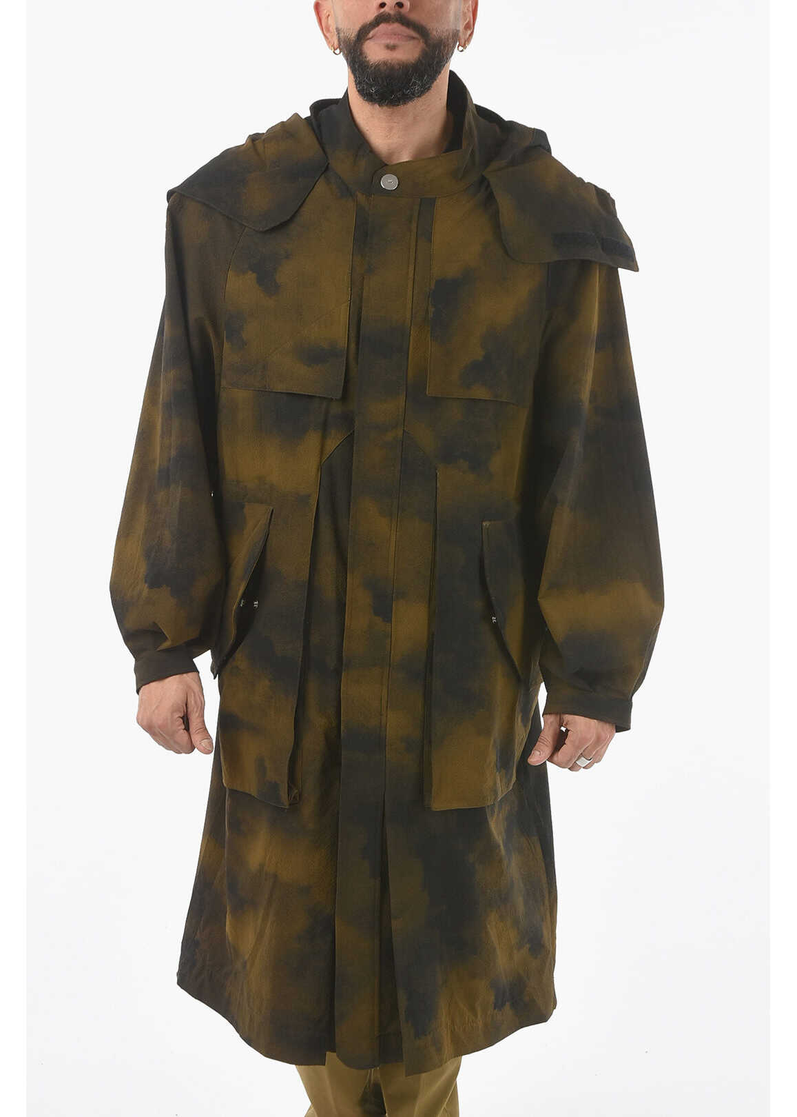 A-COLD-WALL* Tie Dye Effect Maxi Parka With Hood Military Green