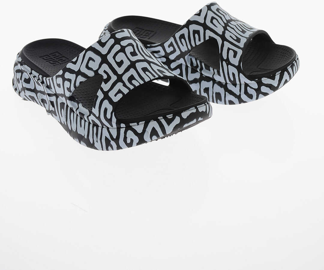 Givenchy Monogram Rubber Marshmallow Platform Sliders Black & White