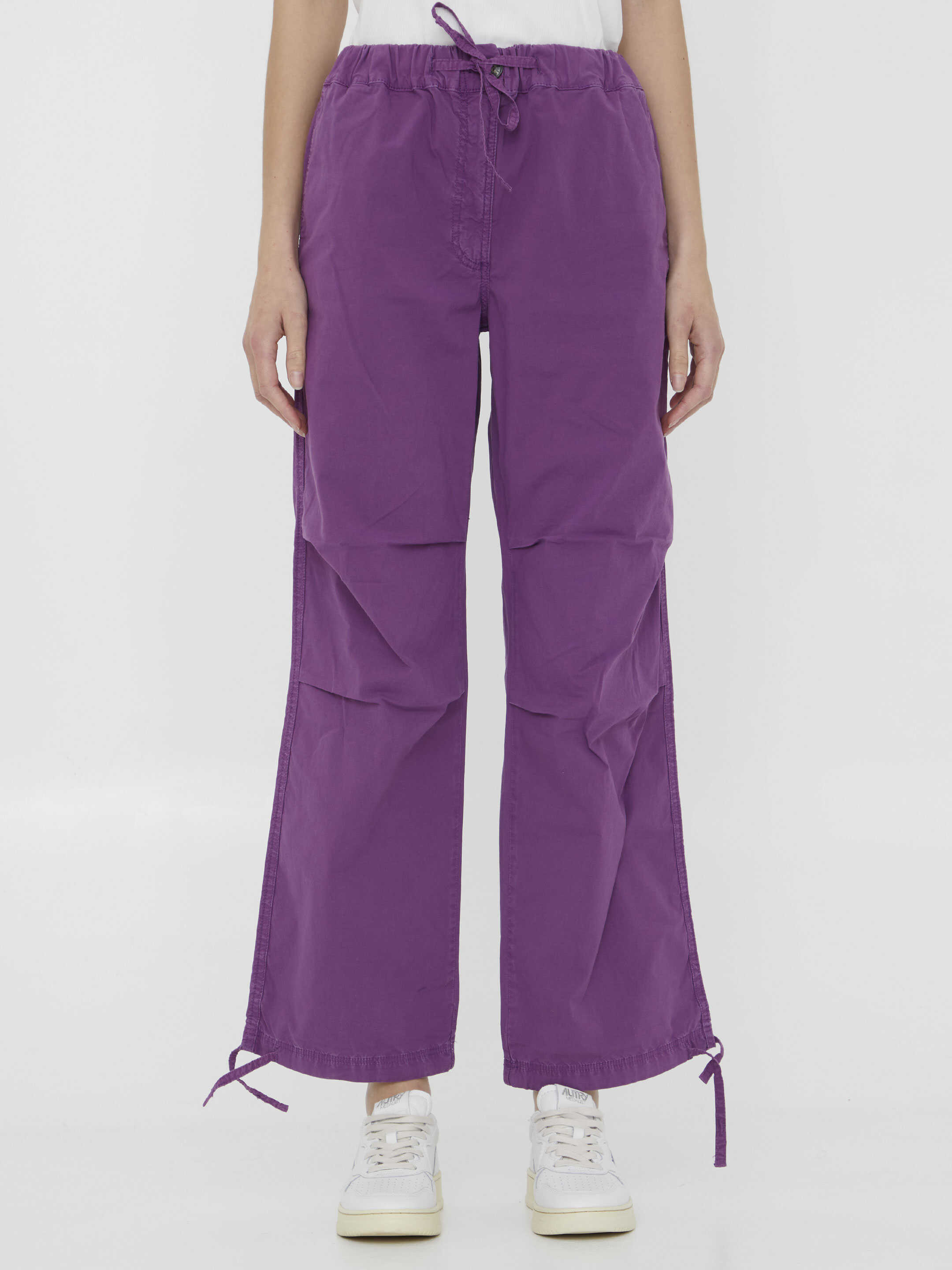 Ganni Cotton Cargo Pants Purple