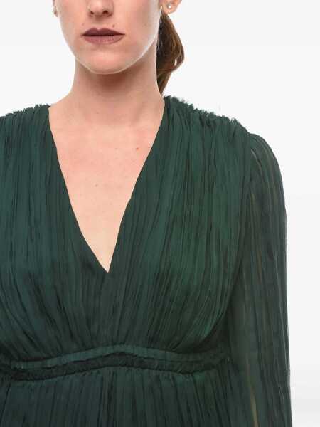 Rochii scurte Lanvin V Neck Silk Accordion Dress Green Femei (BM 9830384) 4