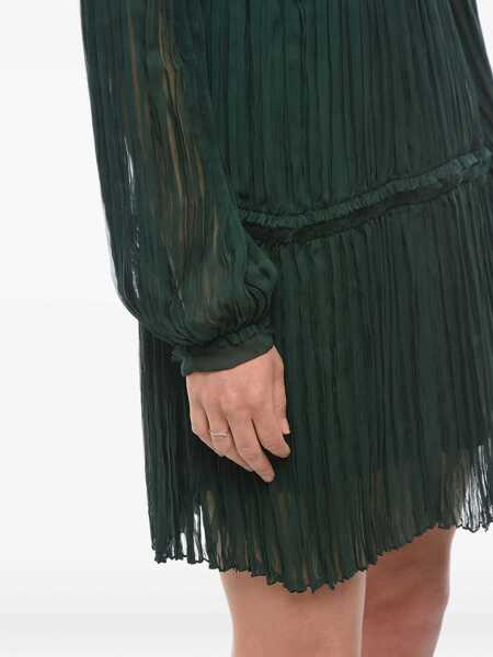 Rochii scurte Lanvin V Neck Silk Accordion Dress Green Femei (BM 9830384) 5