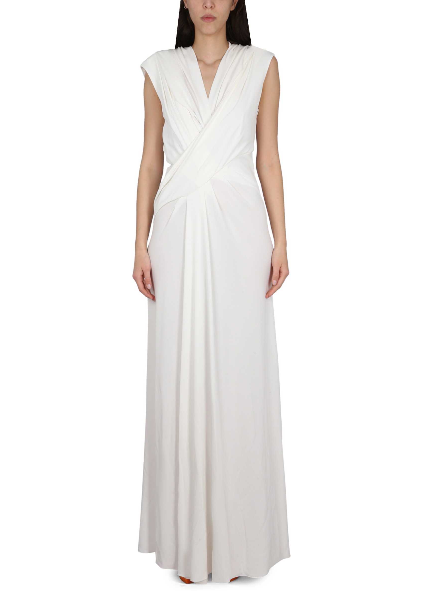 Alberta Ferretti Enver Satin Dress WHITE