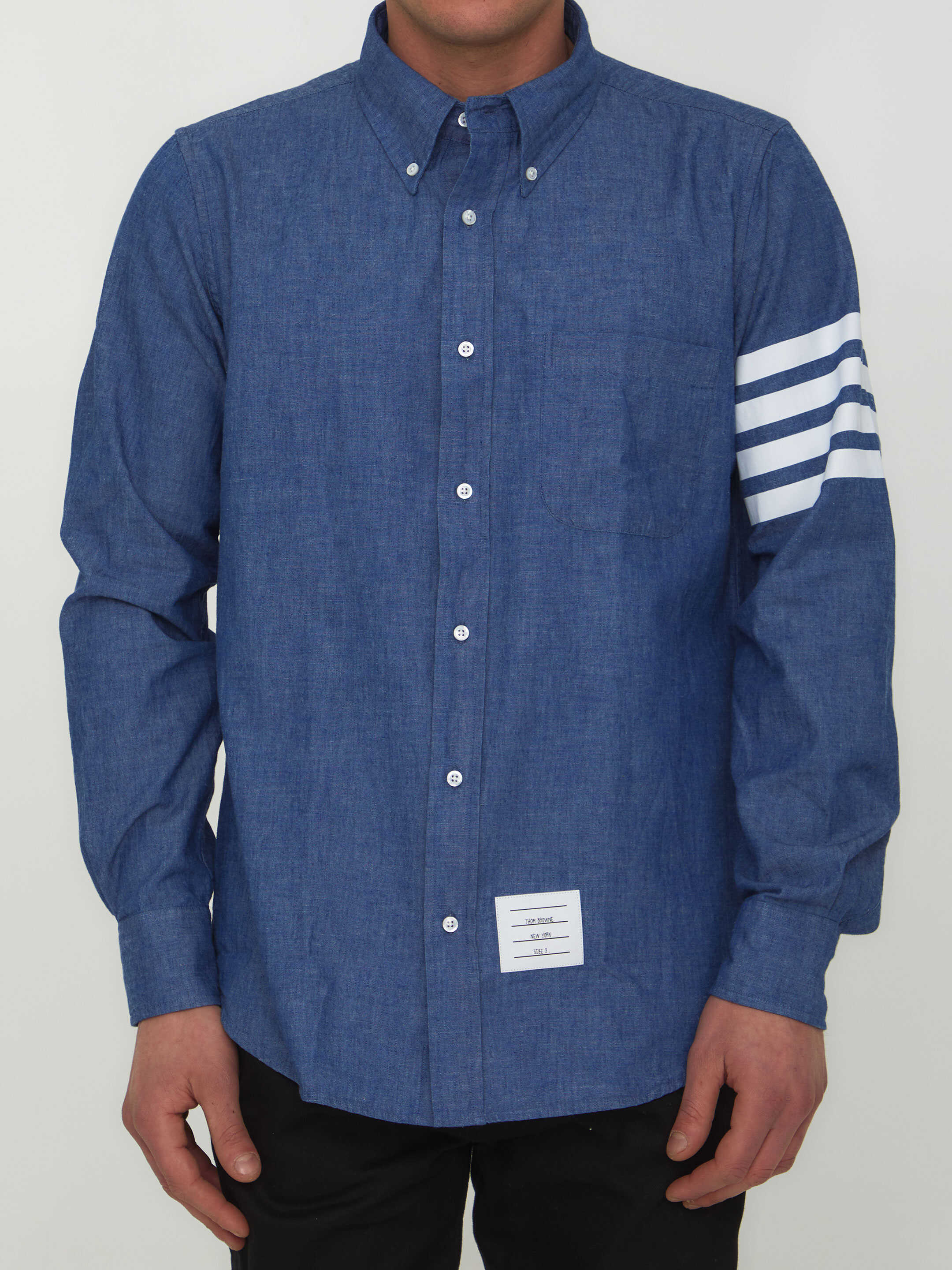 Thom Browne Chambray 4-Bar Shirt Blue