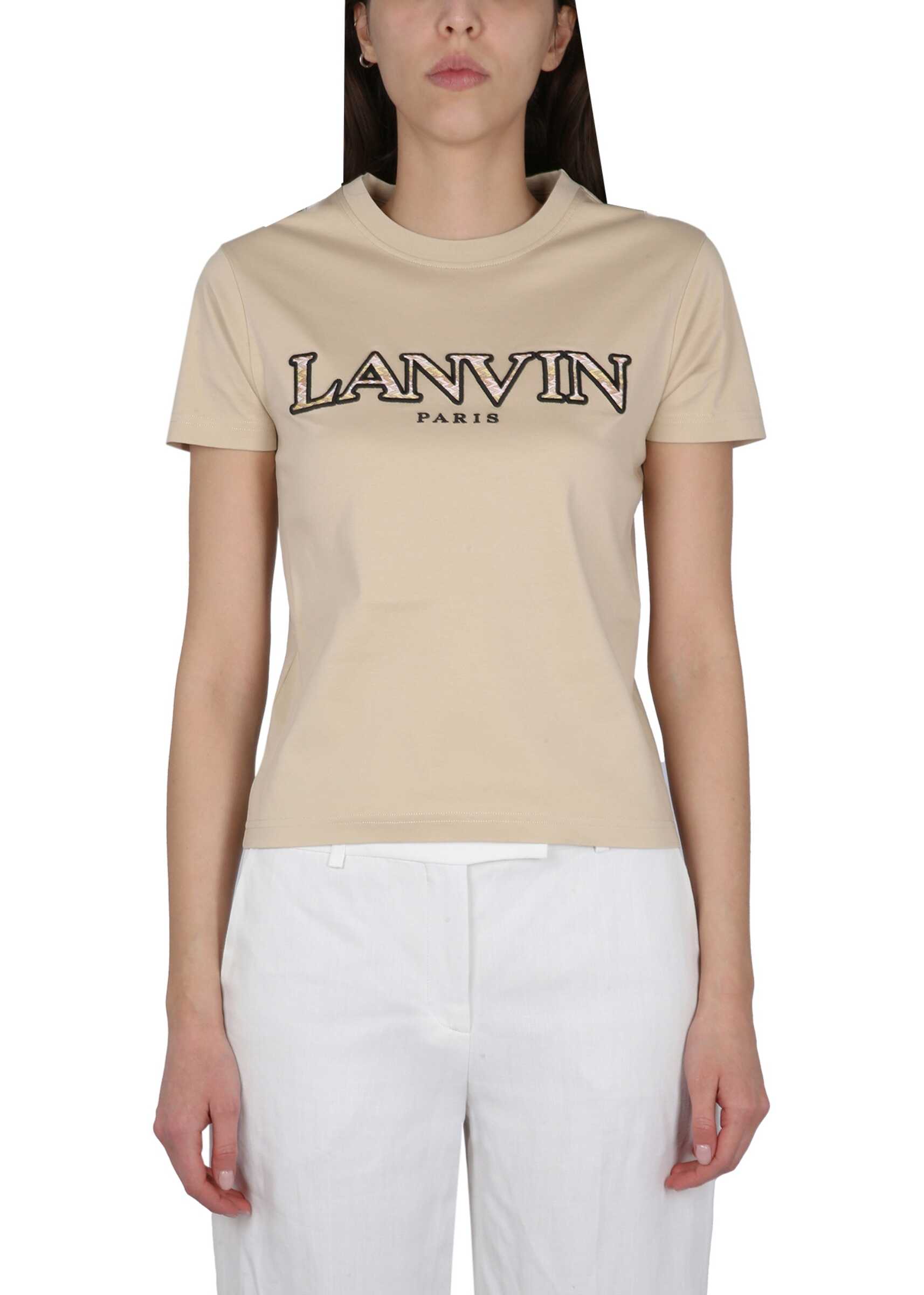 Lanvin T-Shirt With Logo Embroidery BEIGE