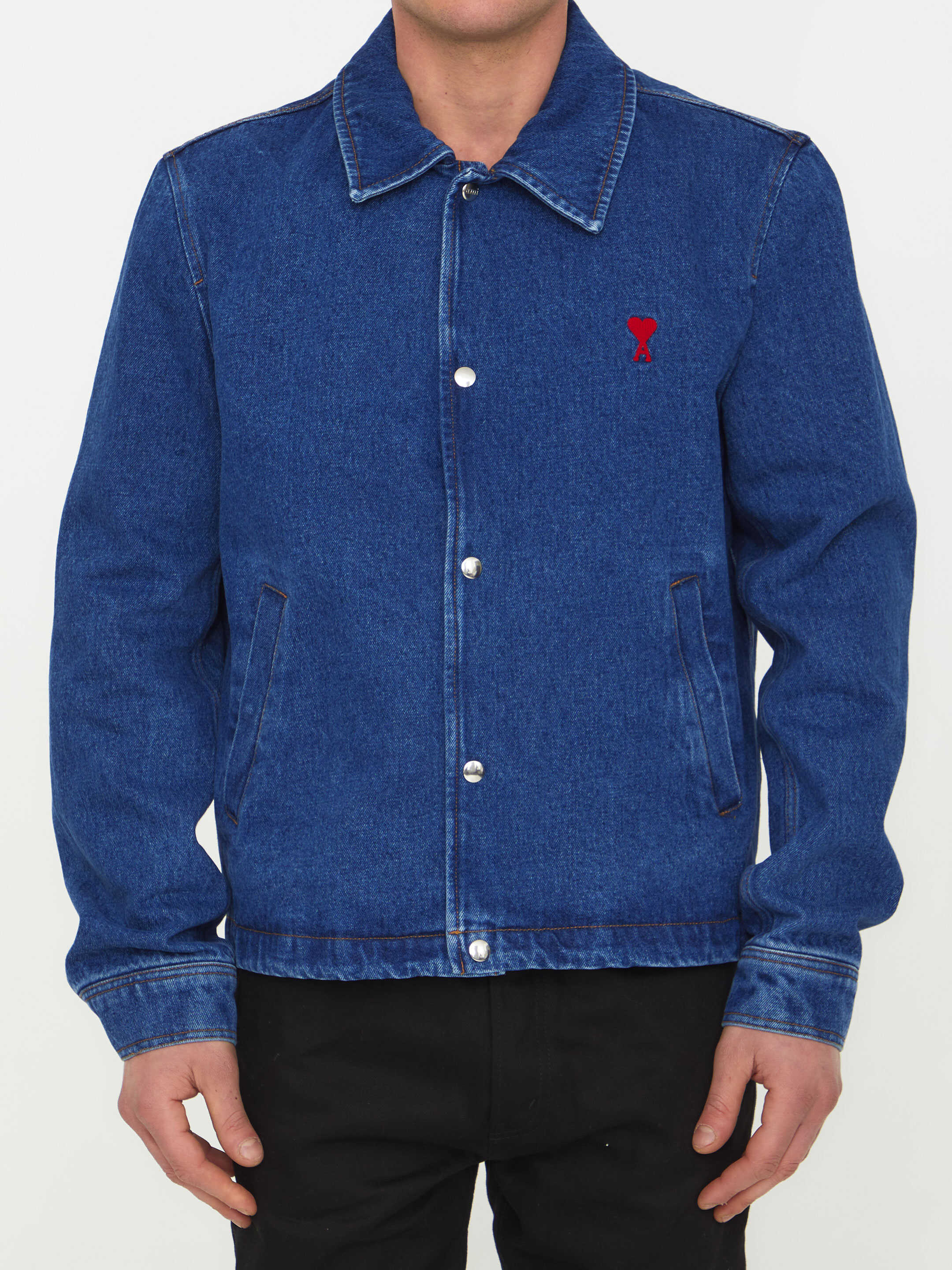 AMI Paris Ami De Coeur Denim Jacket Blue