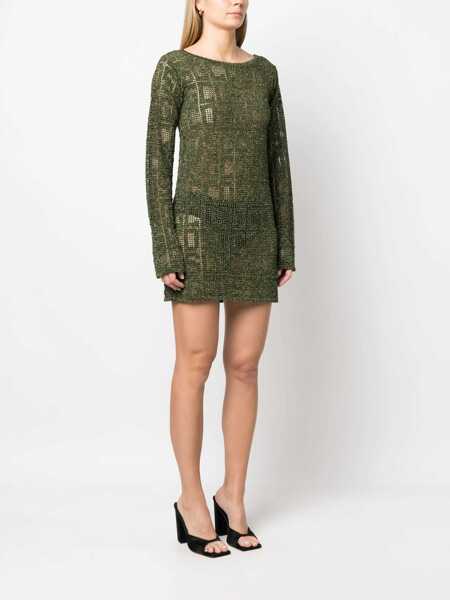 Rochii casual GCDS Monogram Macrame Dress MILITARY GREEN Femei (BM 9831623) 3