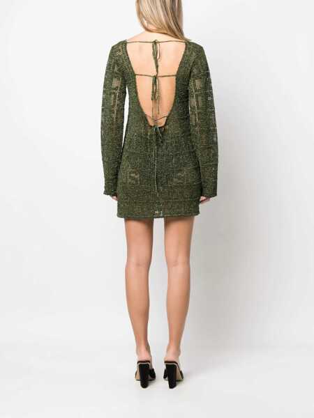 Rochii casual GCDS Monogram Macrame Dress MILITARY GREEN Femei (BM 9831623) 4