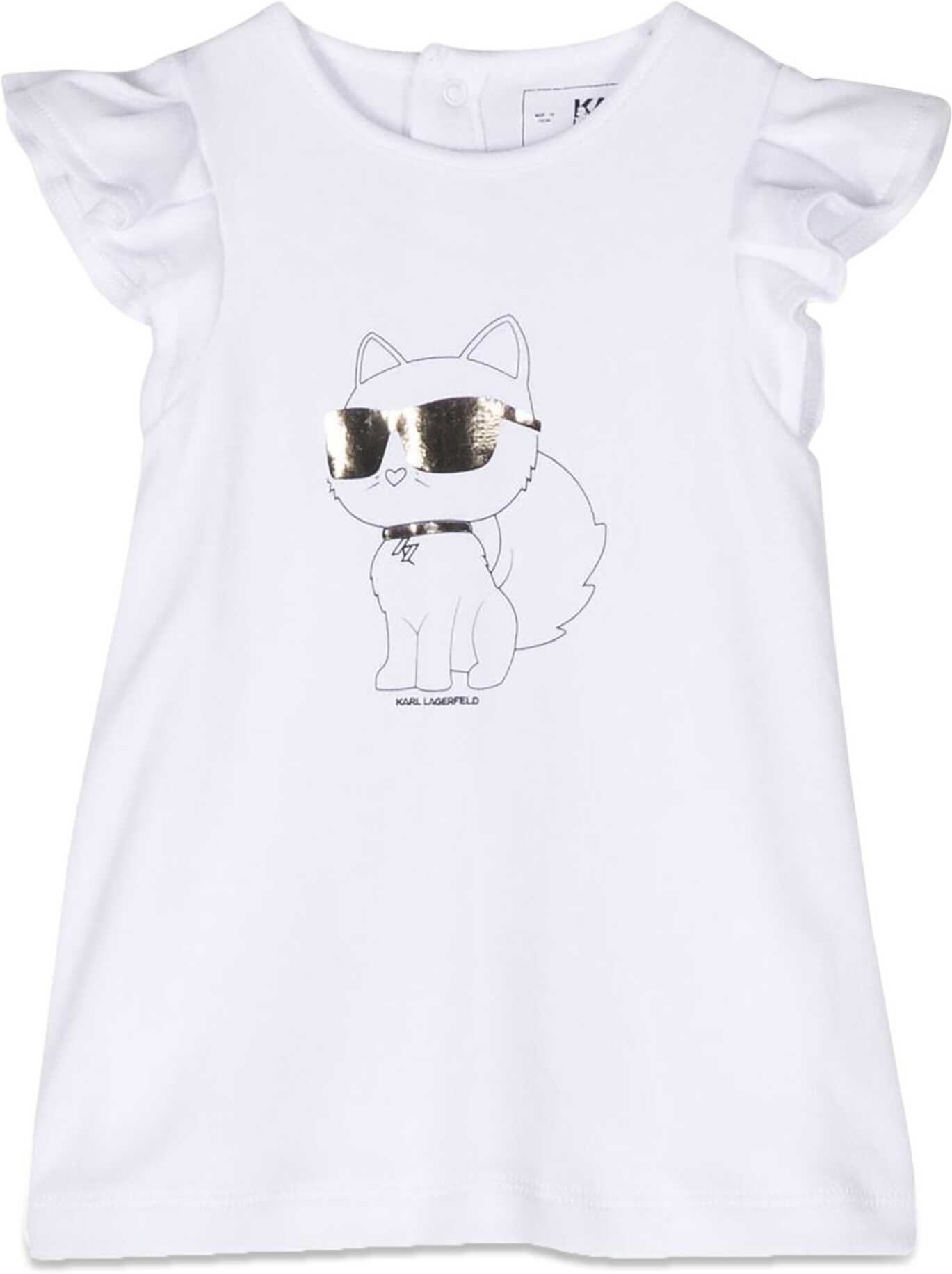Poze Karl Lagerfeld Choupette Dress Wing Sleeves WHITE