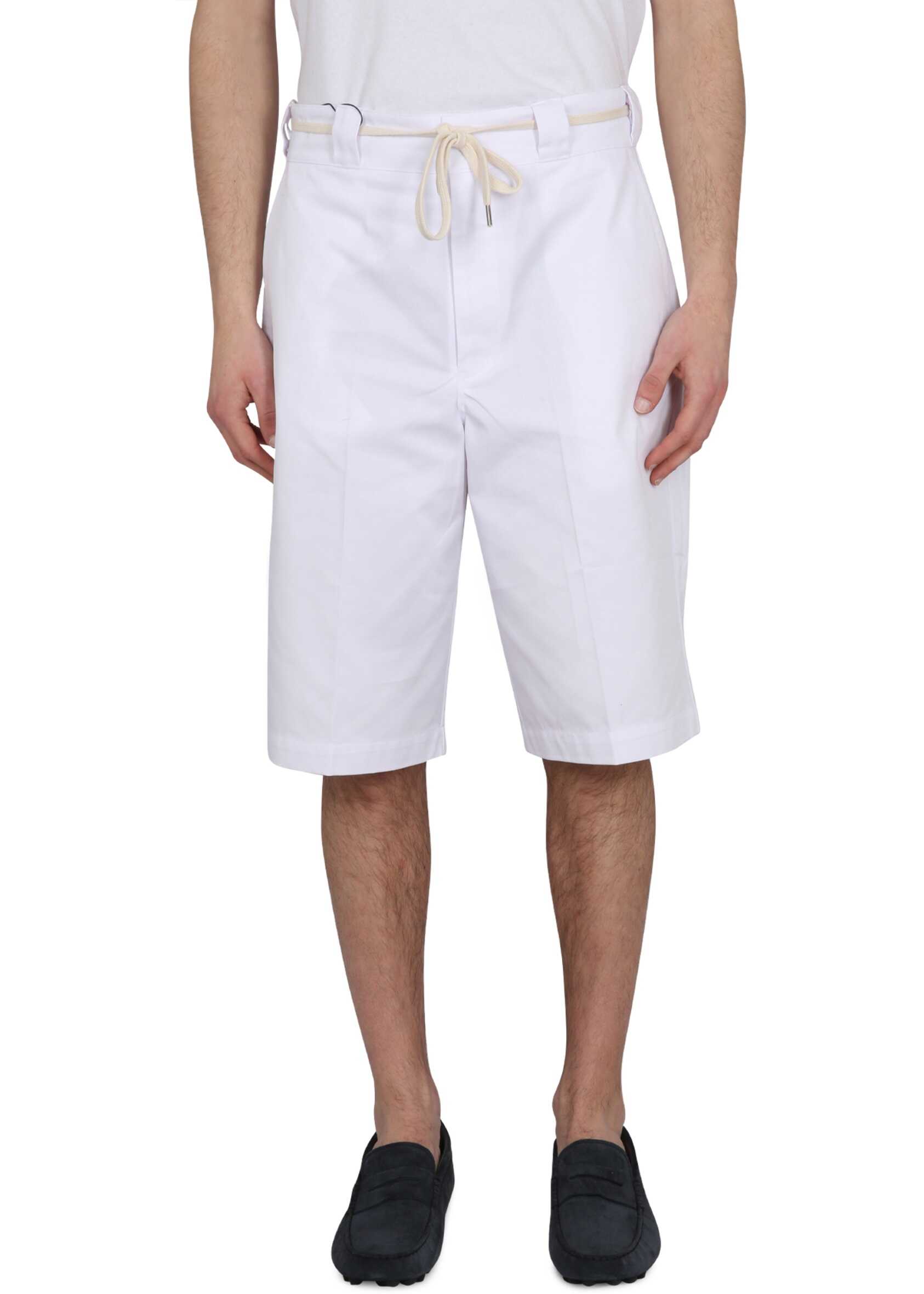 DRÔLE DE MONSIEUR Cotton Blend Bermuda Shorts WHITE