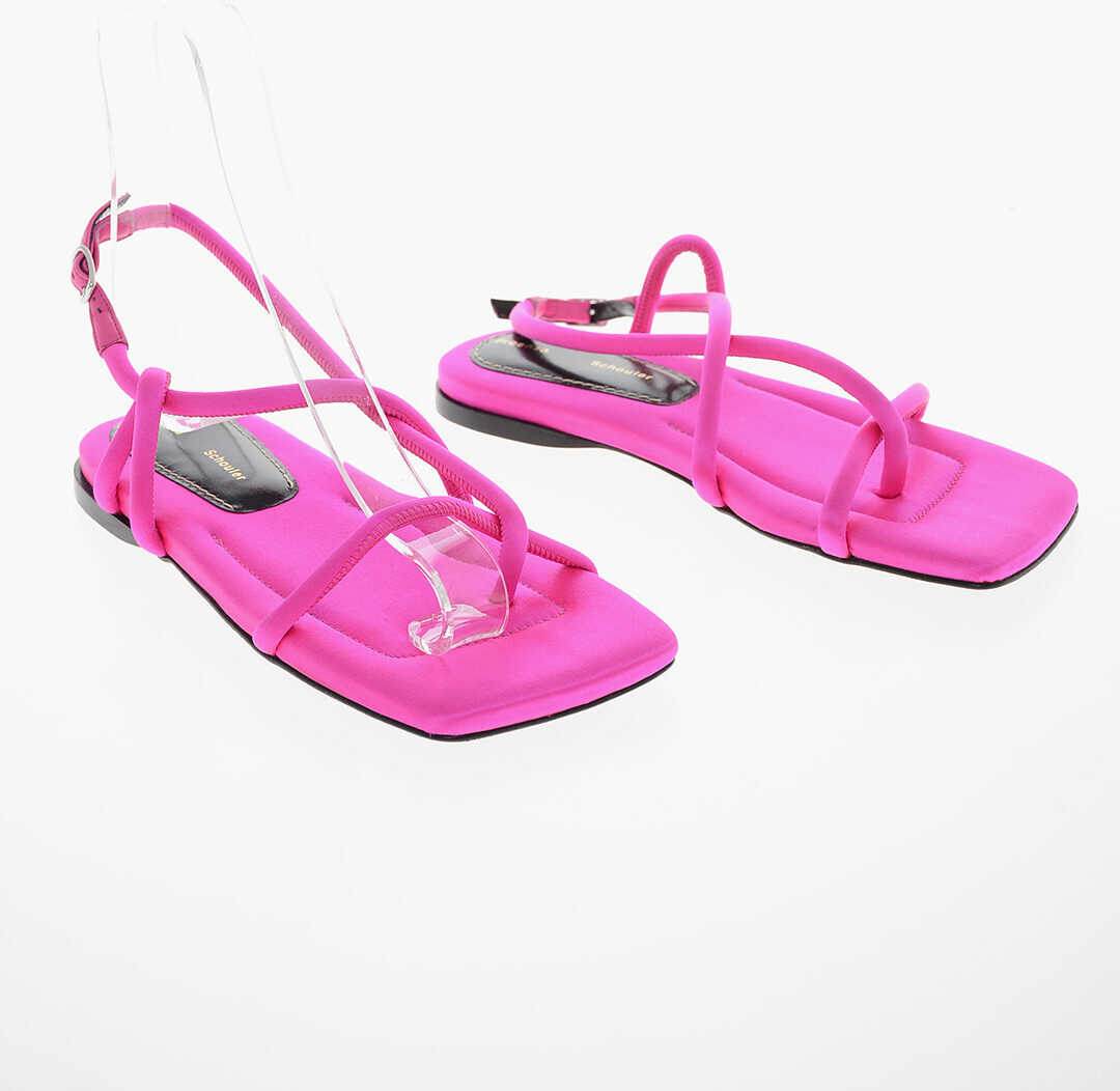 Proenza Schouler Satin Square Strappy Squared-Toe Sandals Pink