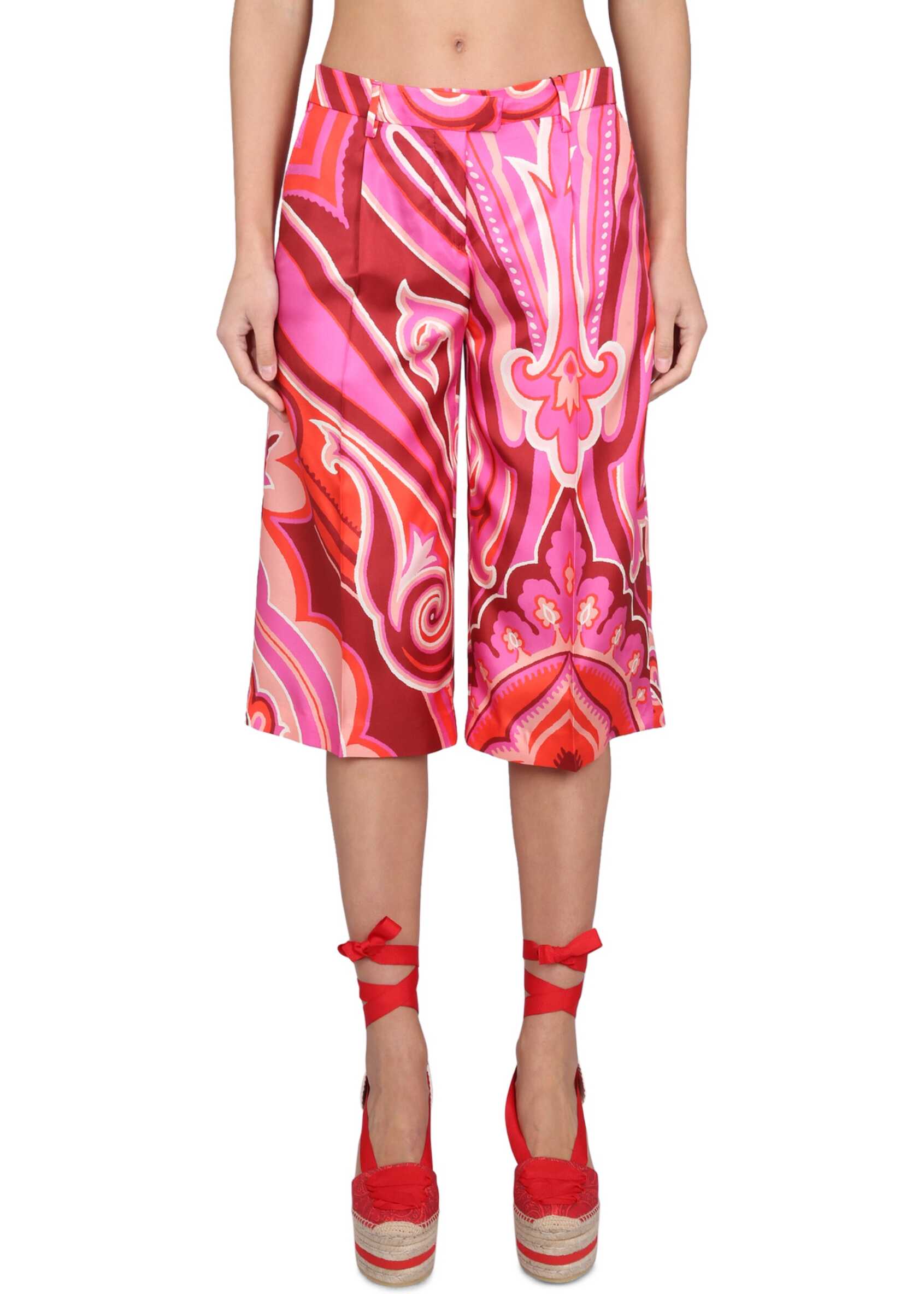 ETRO Silk And Cotton Bermuda Shorts FUCHSIA