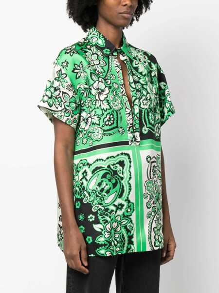 Bluze RED VALENTINO Carre Bandana Shirt GREEN Femei (BM 9836579) 3