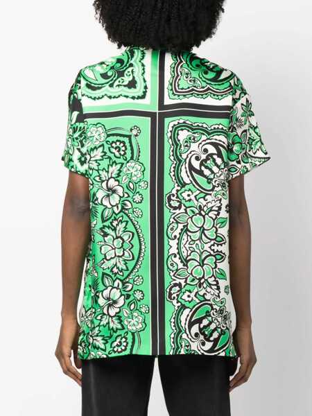 Bluze RED VALENTINO Carre Bandana Shirt GREEN Femei (BM 9836579) 4