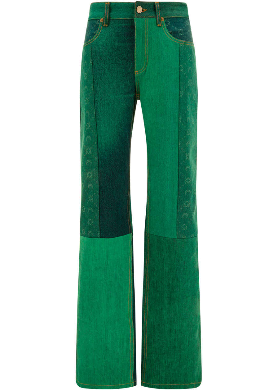 MARINE SERRE Regenerated Jeans BRIGHT GREEN/STRIPED