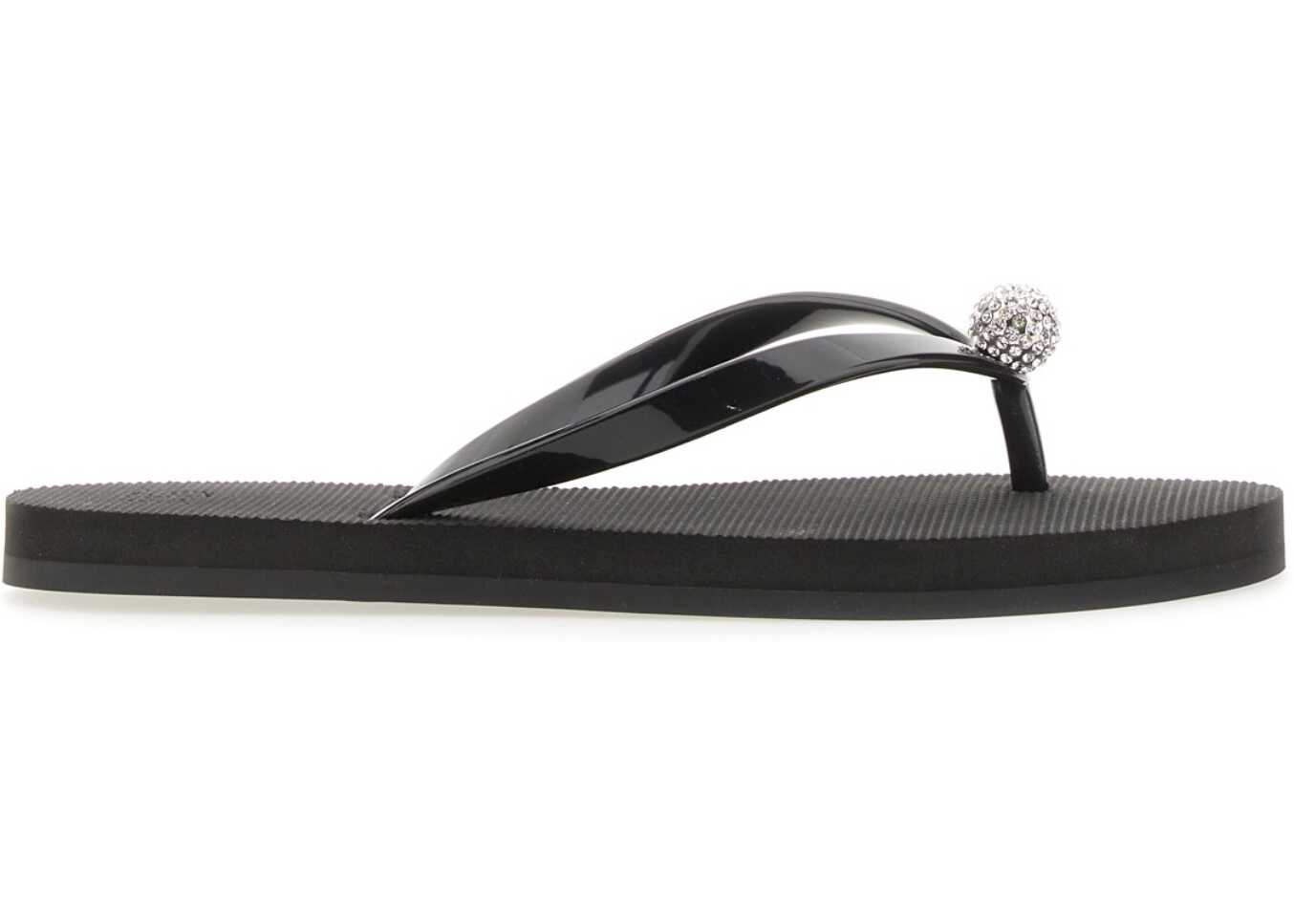 Stuart Weitzman Slide Sandal With Jewel BLACK