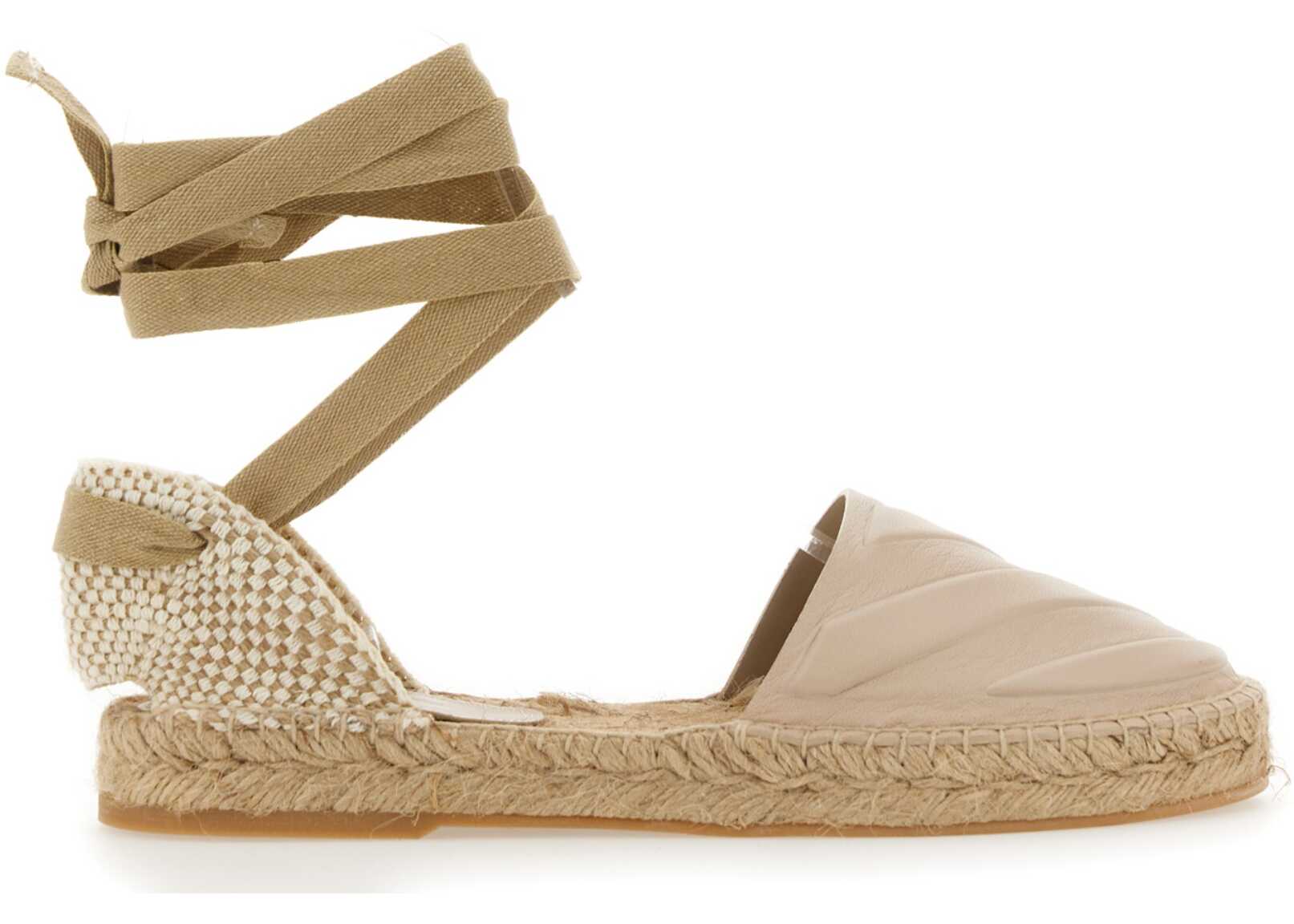 Off-White Leather Espadrille BEIGE