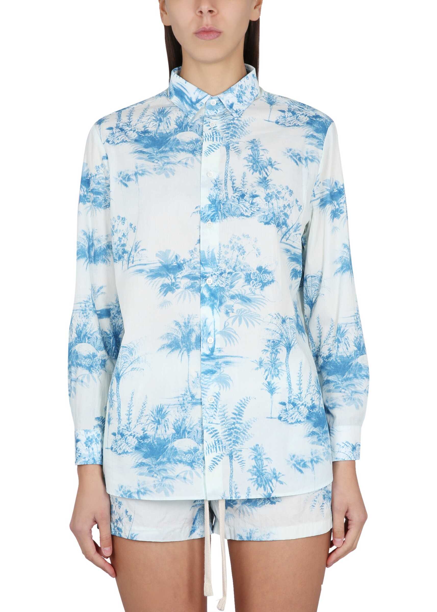 RED VALENTINO Tropical Toile De Jouy Print Shirt AZURE