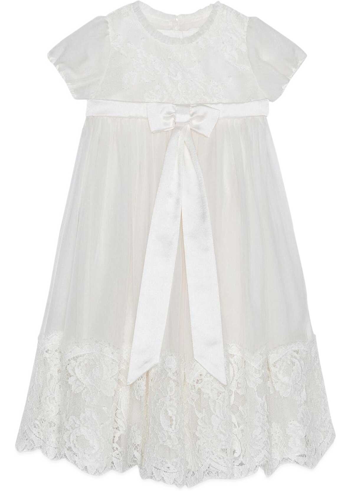Poze Dolce & Gabbana M/C Baptism Dress Bow And Embroidery WHITE